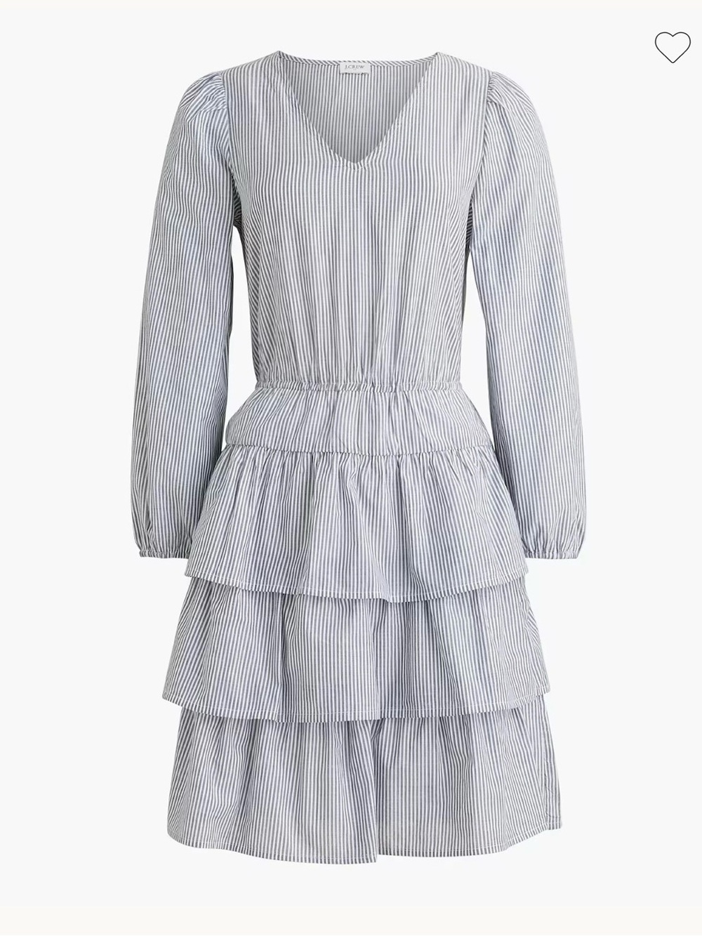 J.Crew New Striped Long-sleeve Tiered Mini Dress in Pinstripe NWT